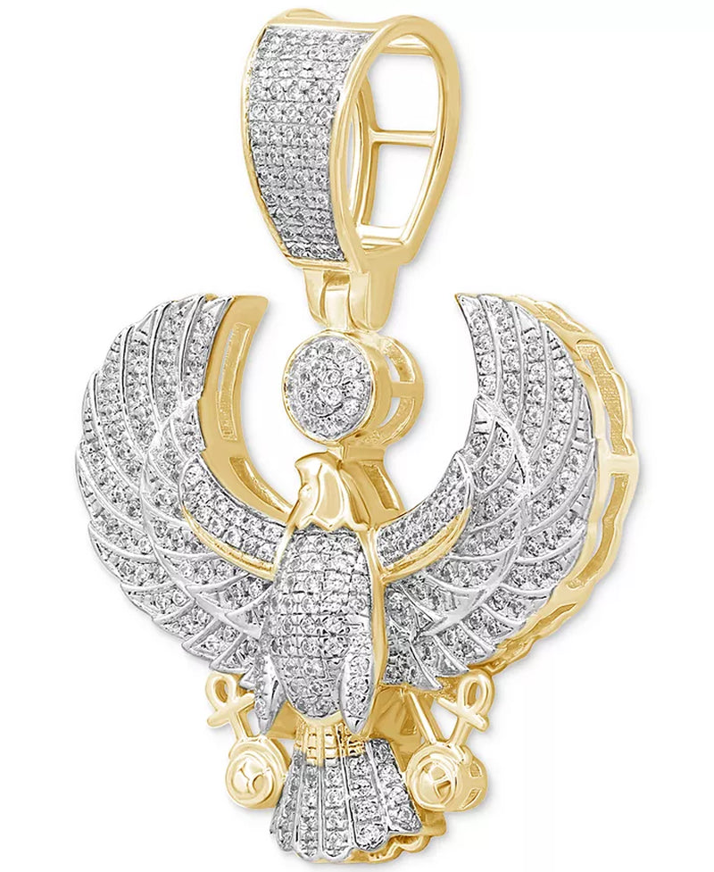 Men's 1/2 Ct. Diamond Eagle Pendant in Luxurious 14K Gold-Plated Sterling Silver