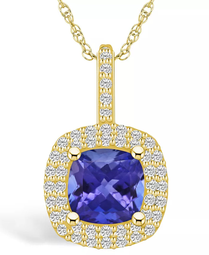 Stunning Tanzanite and Diamond Halo Pendant Necklace - 2.33 Ct. T.W. Elegance