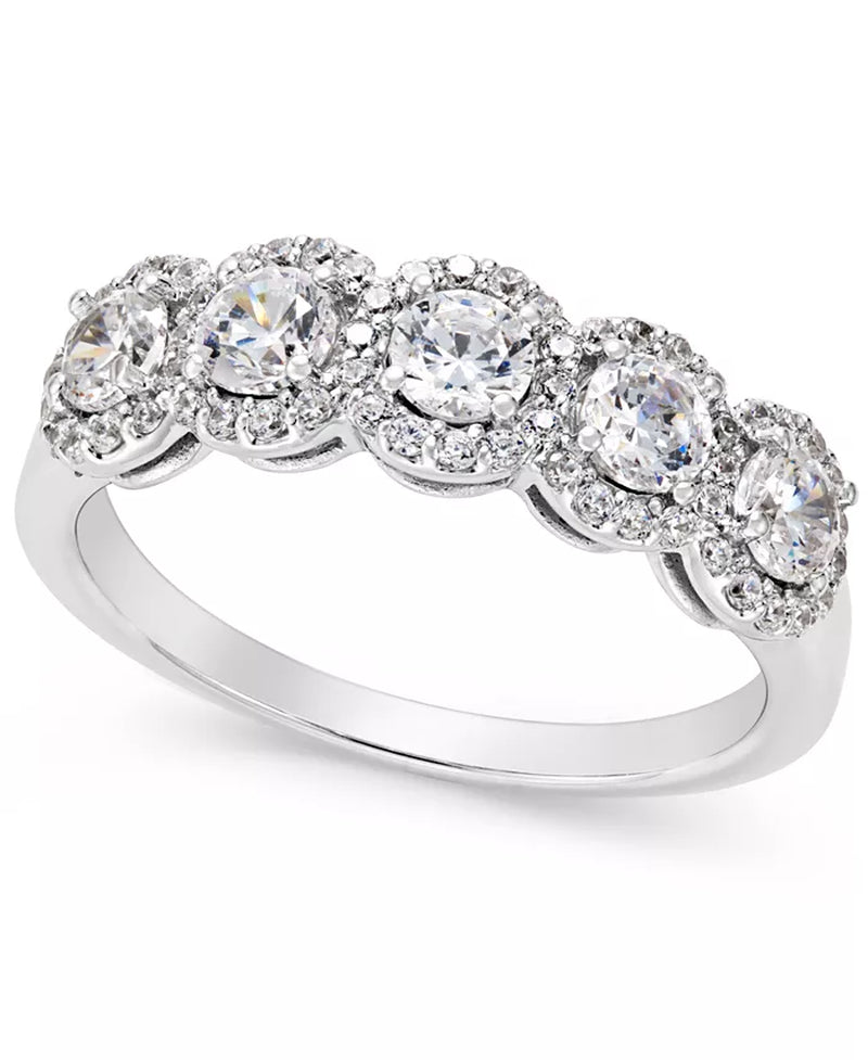 Stunning 1 Ct. T.W. Five-Stone Diamond Band in Elegant 14K White Gold