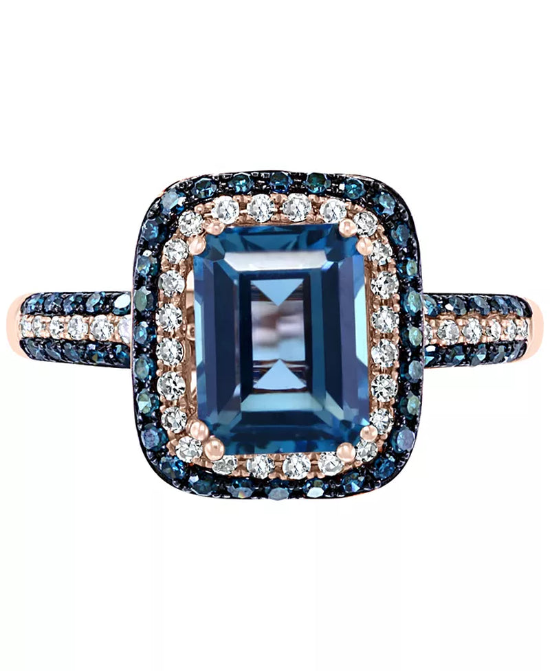Stunning EFFY® London Blue Topaz & Diamond Statement Ring in 14K Rose Gold - 2-1/5 Ct. T.W.