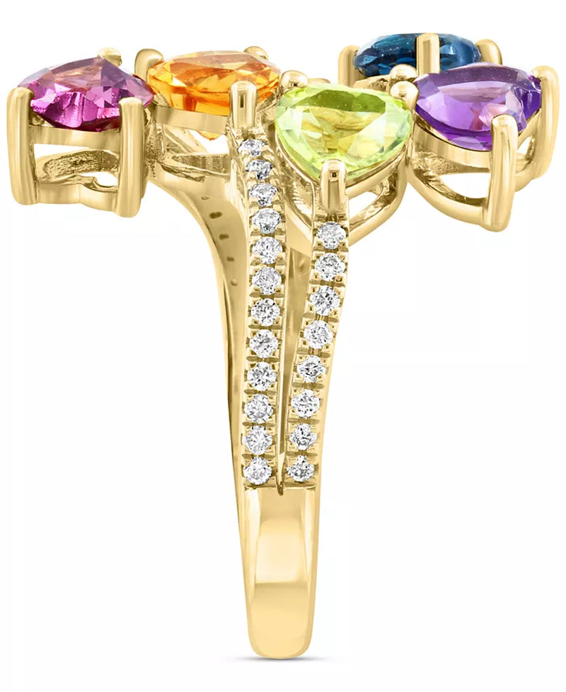 Stunning EFFY® Heart Statement Ring with Multi Gemstones & Diamonds in 14K Gold - 2-1/3 Ct. T.W.