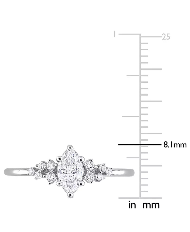 Stunning 1/2 Ct. T.W. Diamond Marquise-Cut Engagement Ring in Elegant 14K White Gold