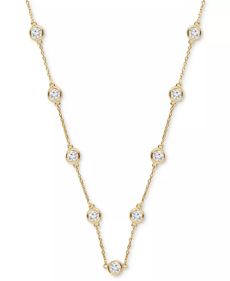 Stunning 6 Ct. Lab Grown Diamond Statement Necklace in 14K White or Yellow Gold with 18" + 4" Extender