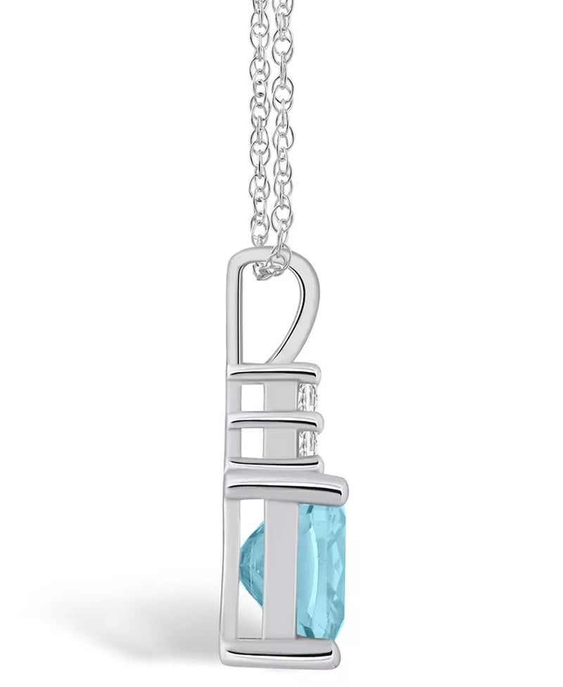 Stunning Aquamarine and Diamond Pendant Necklace in 14K White Gold - 2 Ct. T.W. Aquamarine, 1/10 Ct. T.W. Diamonds