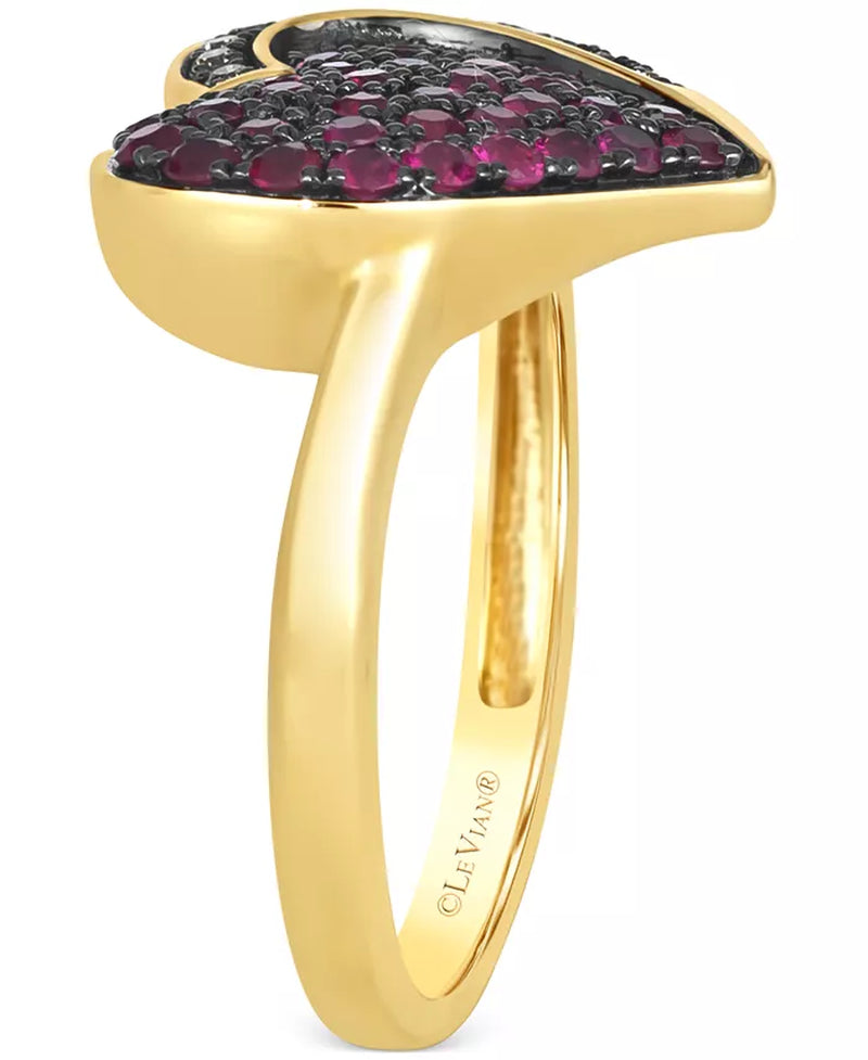 Indulge in Elegance: GODIVA X ® Heart Ring with Passion Ruby & Chocolate Diamond in 14K Gold