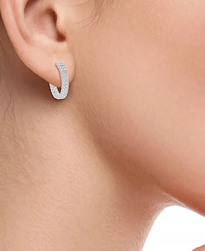 Stunning 2 Ct. T.W. Diamond Double Row Hoop Earrings in Elegant 14K White Gold