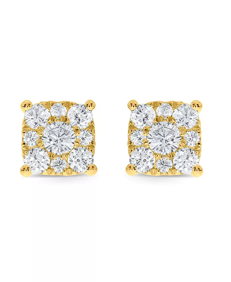 Stunning 2 Ct. T.W. Diamond Square Cluster Stud Earrings