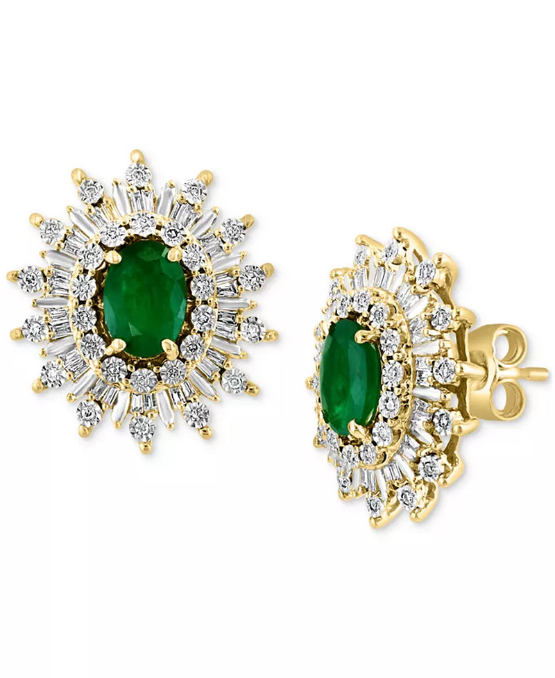 Stunning EFFY® 1/3 Ct. T.W. Sapphire & Diamond Stud Earrings in 14K White Gold - Also Available in Ruby and Emerald!