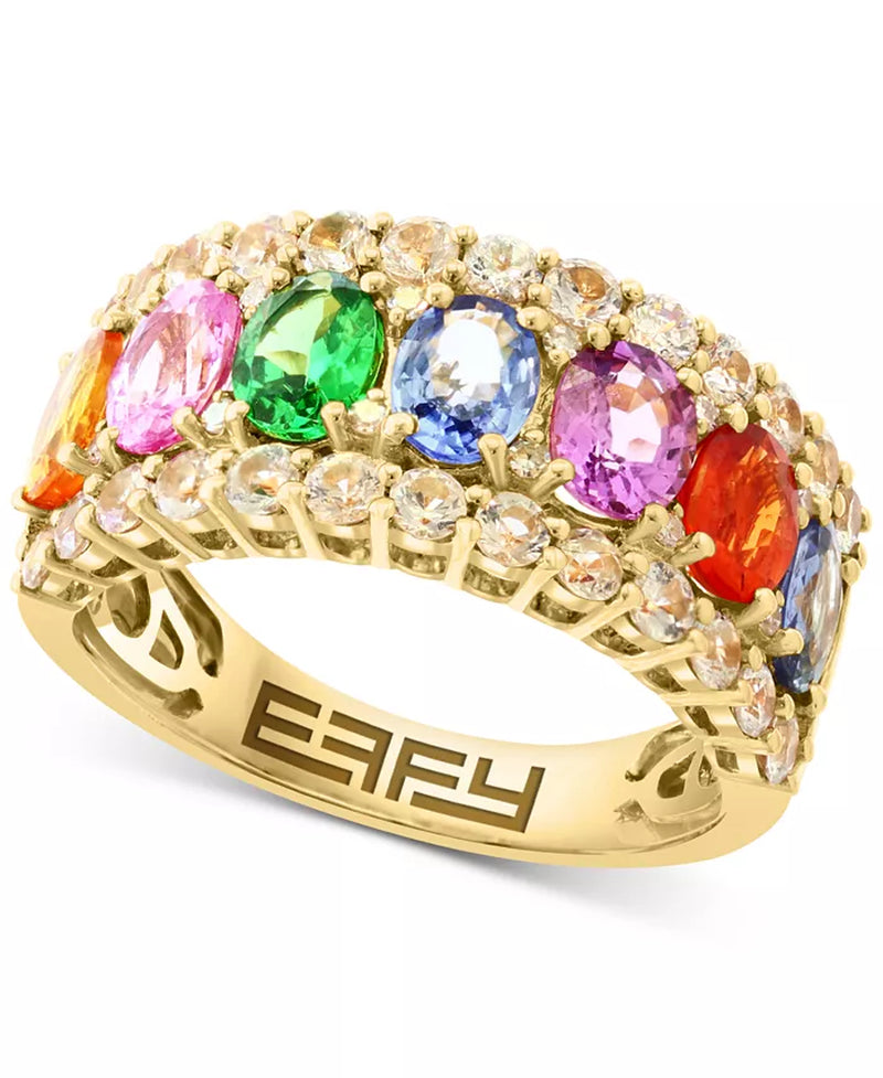 Stunning EFFY® 3.5 Ct. Blue & White Sapphire Ring with Diamond Accents in 14K White Gold - Available in Emerald and Pink Sapphire