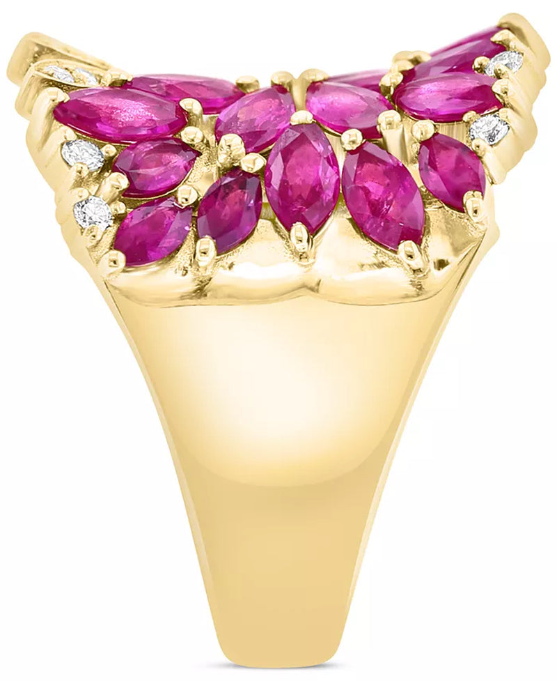 Stunning EFFY® Floral-Inspired Ruby & Diamond Cluster Ring in 14K Gold - 2-1/3 Ct. T.W.