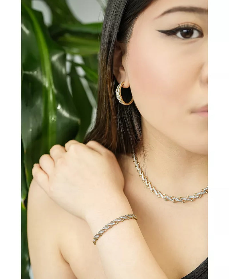 Stunning 1 Ct. T.W. Diamond Diagonal Link Bracelet in 10K Gold - Exclusively at Macy's