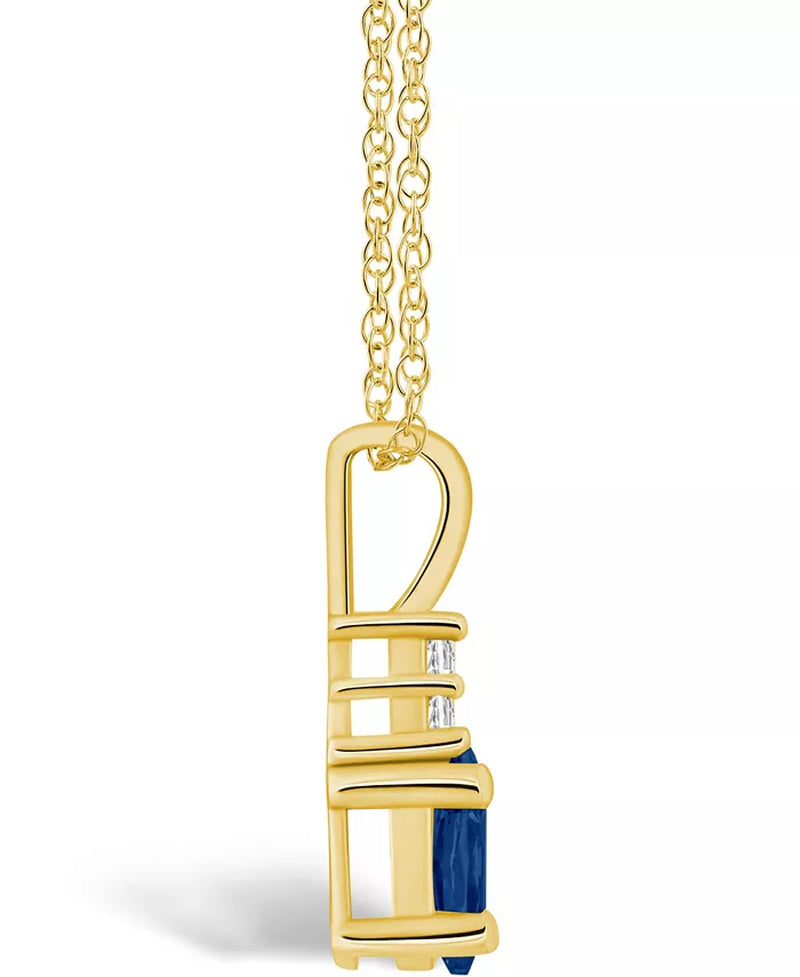 Stunning Sapphire and Diamond Accent Pendant Necklace - 5/8 Ct. T.W.