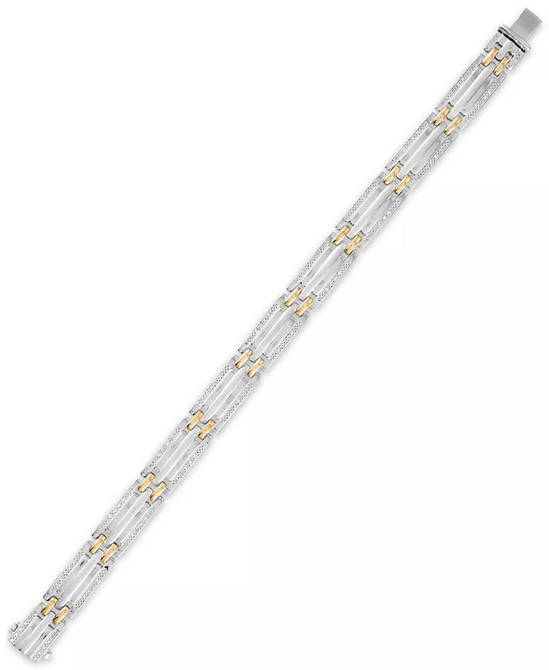 Stunning 1/5 Carat Diamond Men's Bracelet - 8.5" in 10K Gold & Sterling Silver