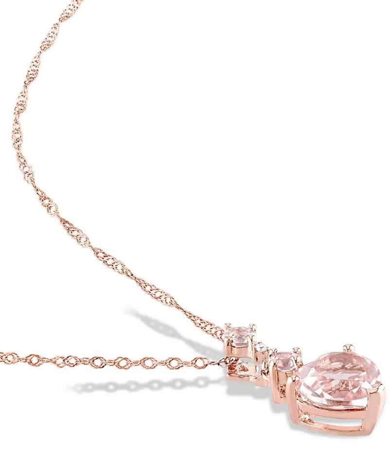 Stunning Morganite & Diamond Heart Pendant Necklace in 10K Rose Gold - 1-1/4 Ct. T.W.
