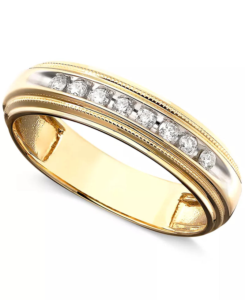 Stunning Two-Tone 14K Gold Men's Diamond Ring - 1/5 Ct. T.W.