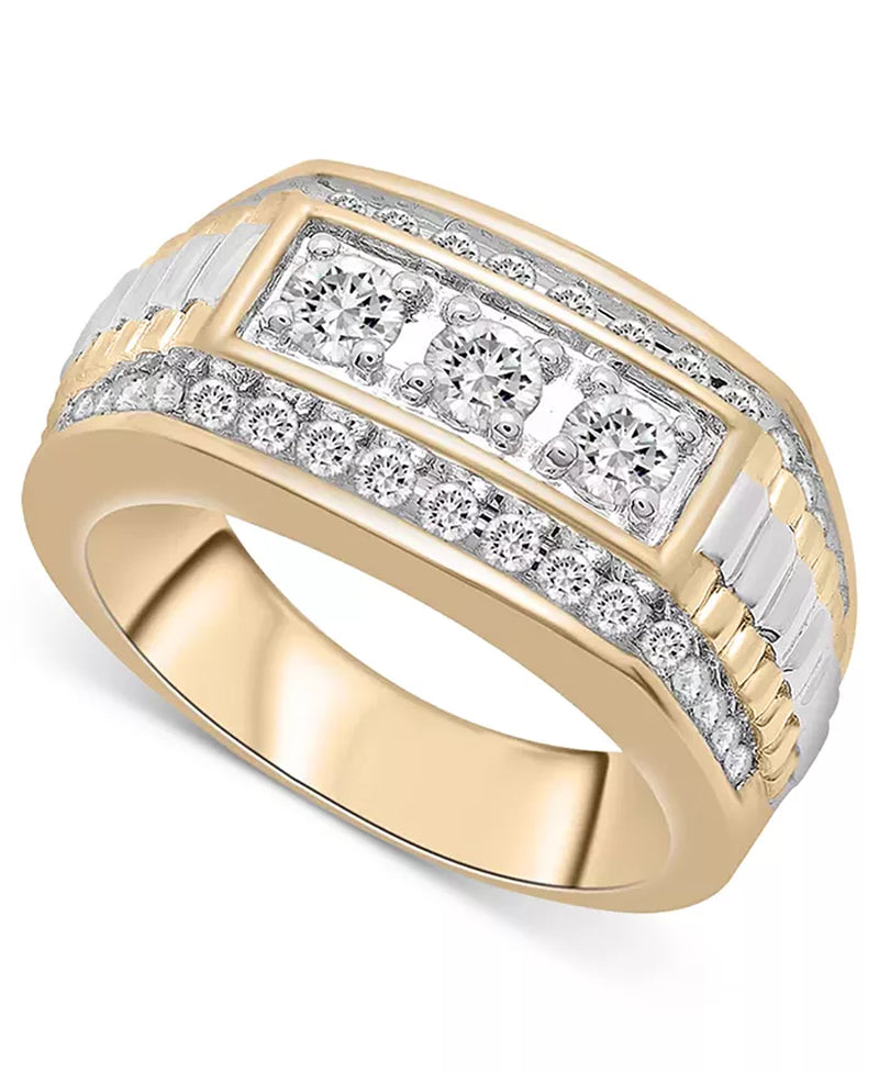Stunning Men's Two-Tone Diamond Statement Ring (1 Ct. T.W.) in 10K Gold