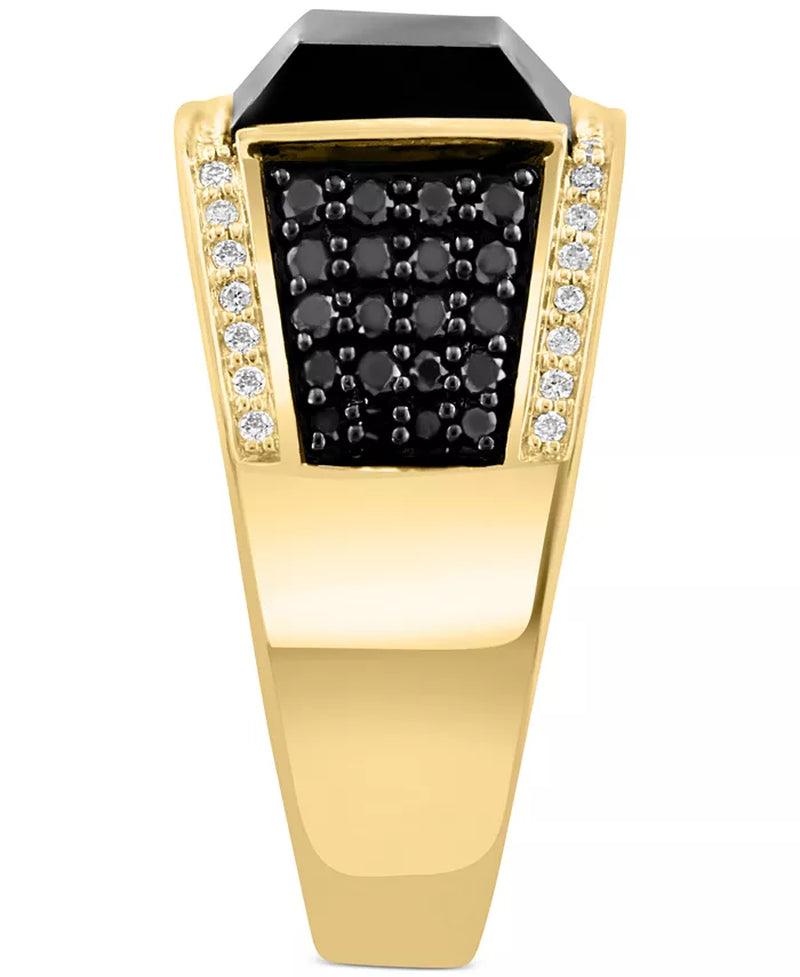 Stunning EFFY® Men's Onyx & Diamond Ring (3/4 Ct. T.W.) in Luxurious 14K Gold