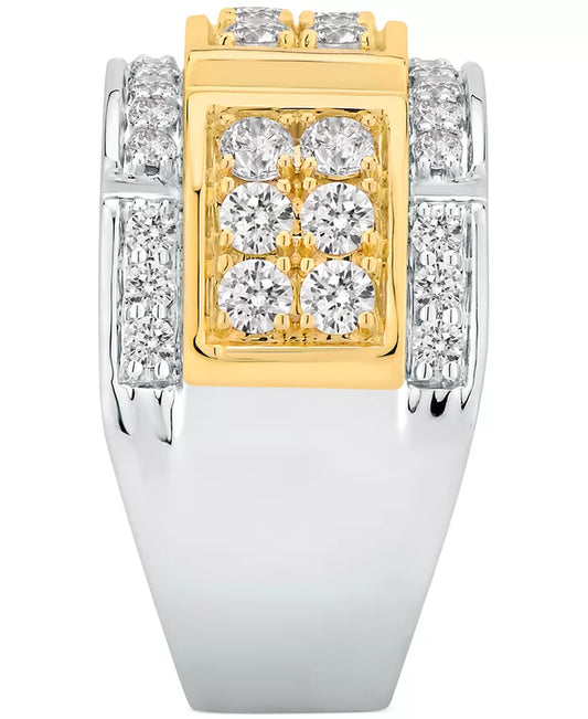 Stunning Two-Tone 10K Gold Men's Diamond Ring - 2 Ct. T.W. Elegance