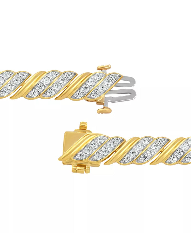 Stunning 3 Ct. T.W. Diamond Diagonal Row Link Bracelet in Luxurious 10K Gold