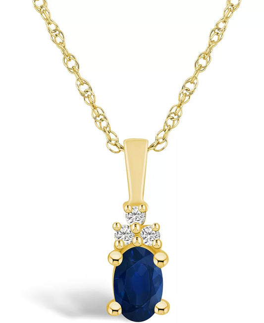 Stunning Sapphire and Diamond Accent Pendant Necklace - 5/8 Ct. T.W.