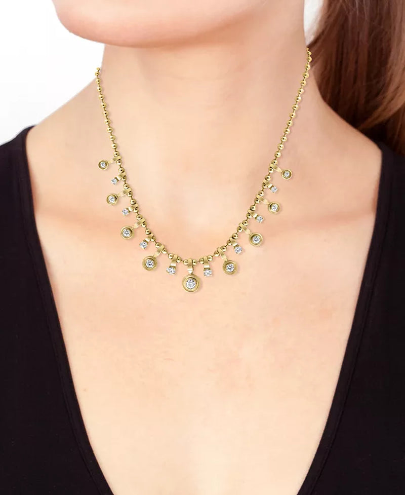 Stunning EFFY® 14K Gold Diamond Dangle Collar Necklace - 1.2 Carats of Elegance!
