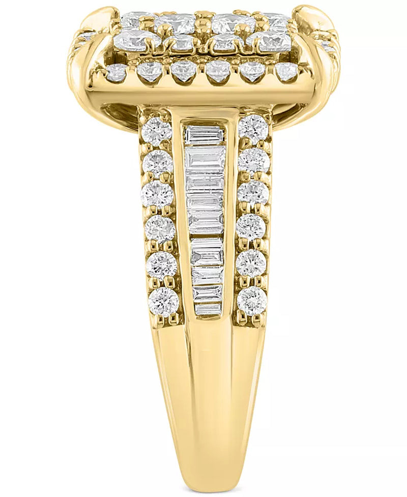 Stunning EFFY® Certified Diamond Halo Cluster Ring in 14K Gold - 1-5/8 Ct. T.W.