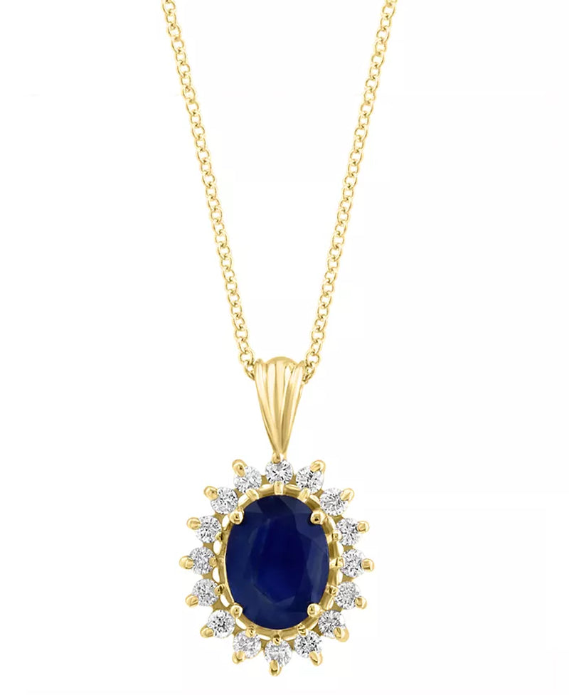 Stunning EFFY® Sapphire and Diamond Oval Pendant in Luxurious 14K White and Yellow Gold - Available at Macy's (Emerald Option Too!)