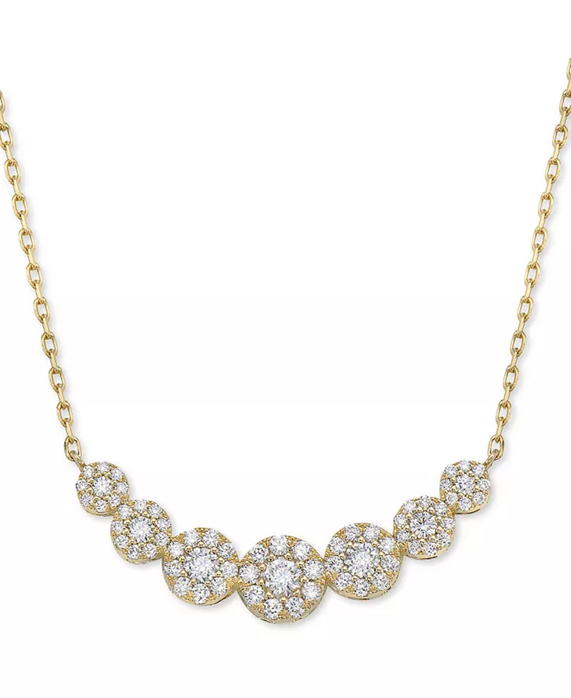 Stunning 3/4 Ct. T.W. Diamond Multi Halo Collar Necklace with 16" + 2" Extender