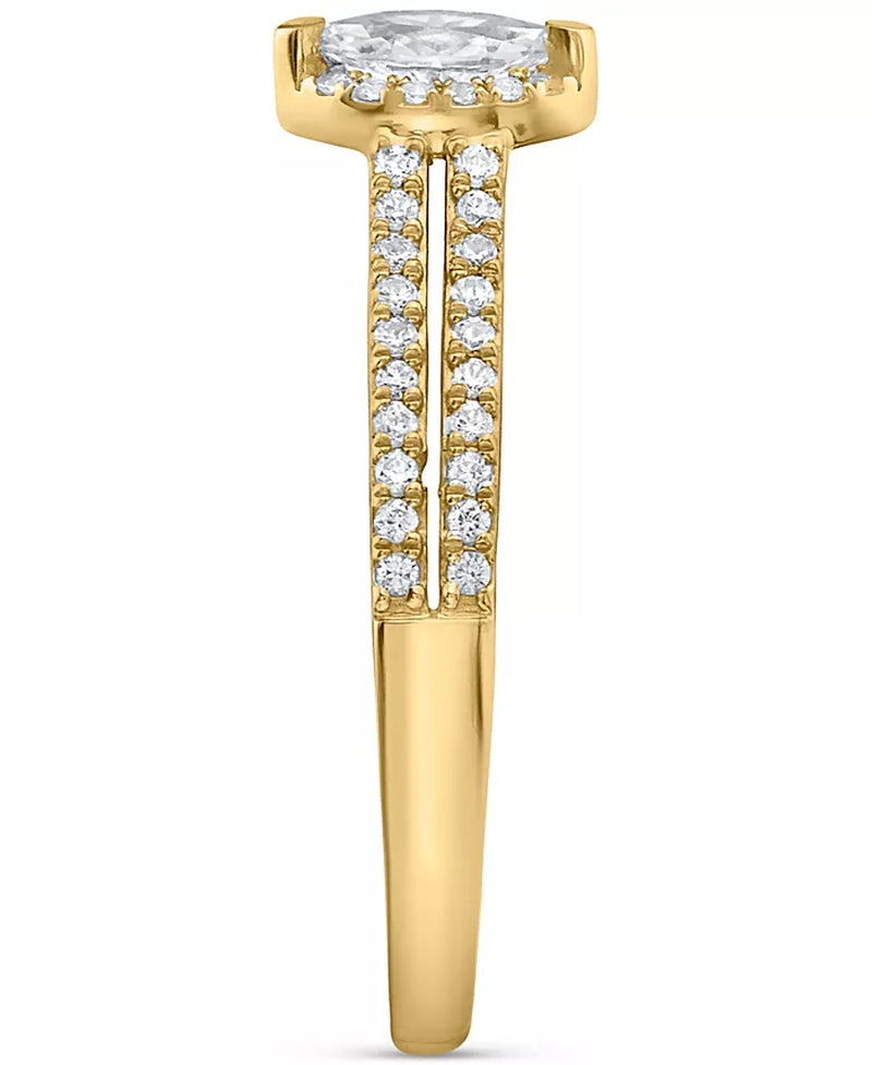 Stunning Diamond Marquise Double Row Halo Engagement Ring - 1/2 Ct. T.W. in Luxurious 14K White, Yellow, or Rose Gold