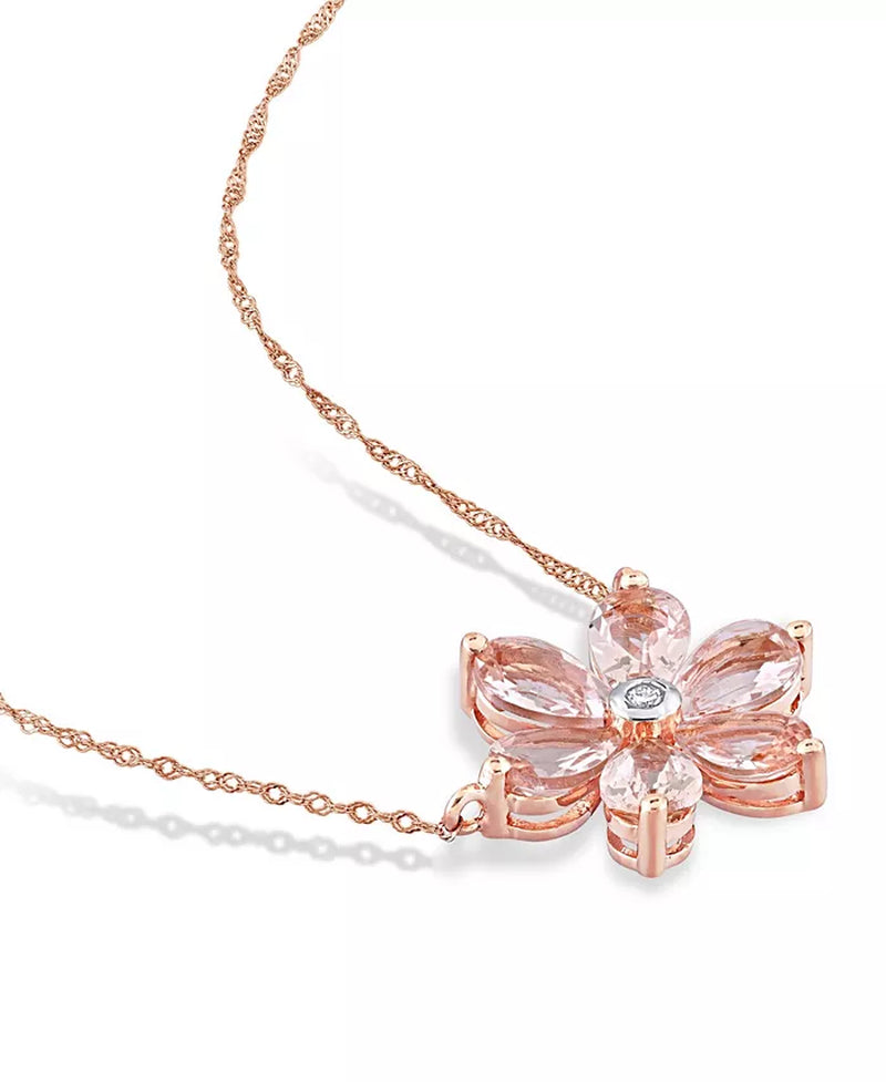 Exquisite Morganite & Diamond Floral Necklace