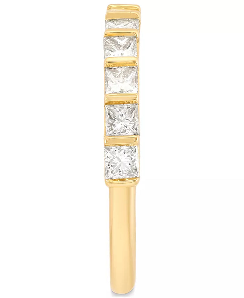 Stunning 1 Ct. T.W. Diamond Princess Ten Stone Band in Luxurious 14K Gold