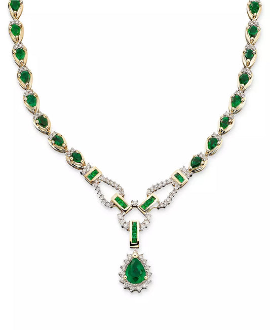 Stunning 14K White Gold Sapphire & Diamond Toggle Necklace - 11-3/8 Ct. T.W. (Also Available in Emerald & Ruby)