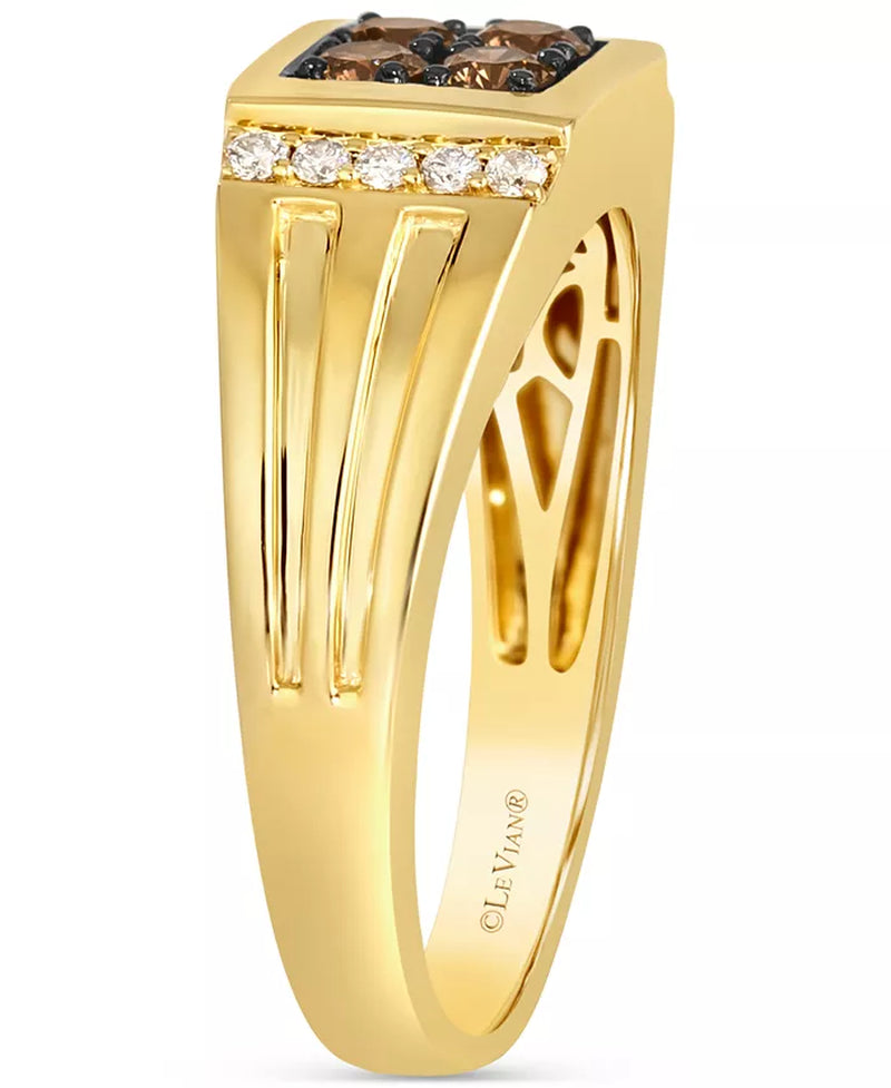 Exquisite 14K Gold Men's Chocolate & Nude Diamond Ring - 1/2 Ct. T.W.