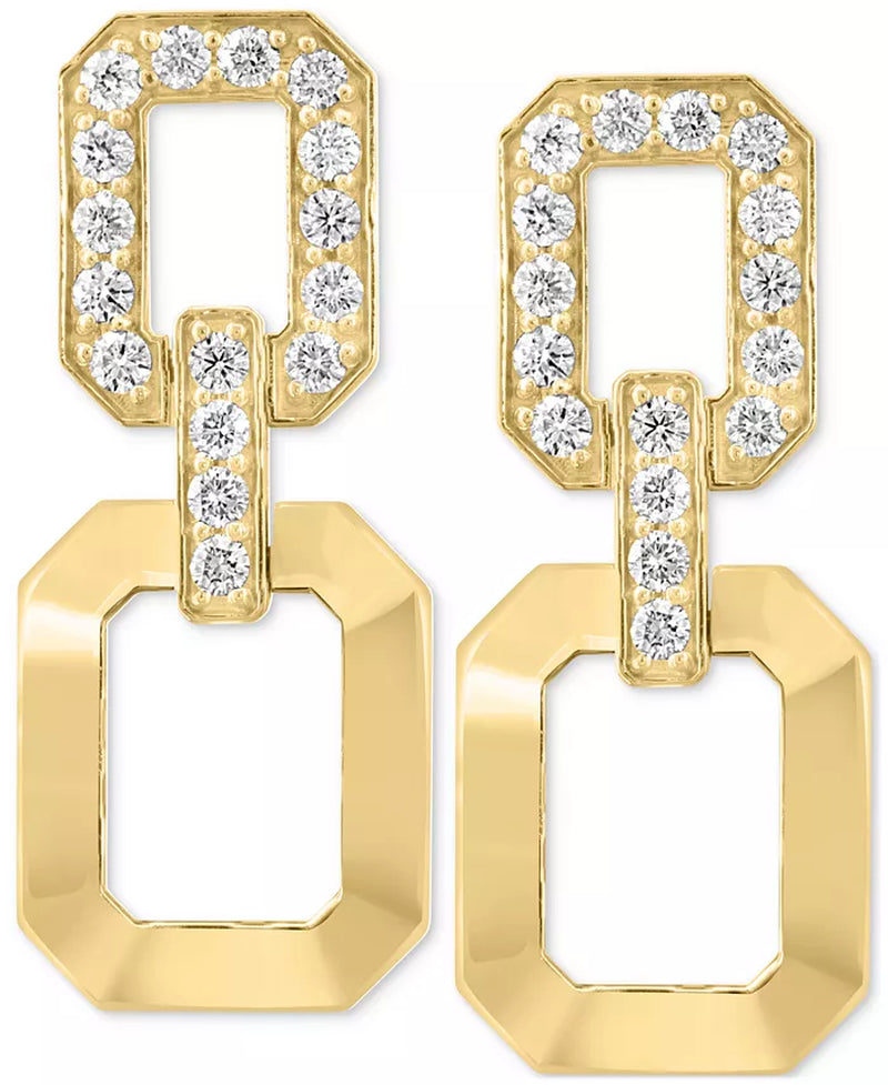 Stunning EFFY® 14K Gold Diamond Octagon Link Drop Earrings - 1-1/4 Ct. T.W.