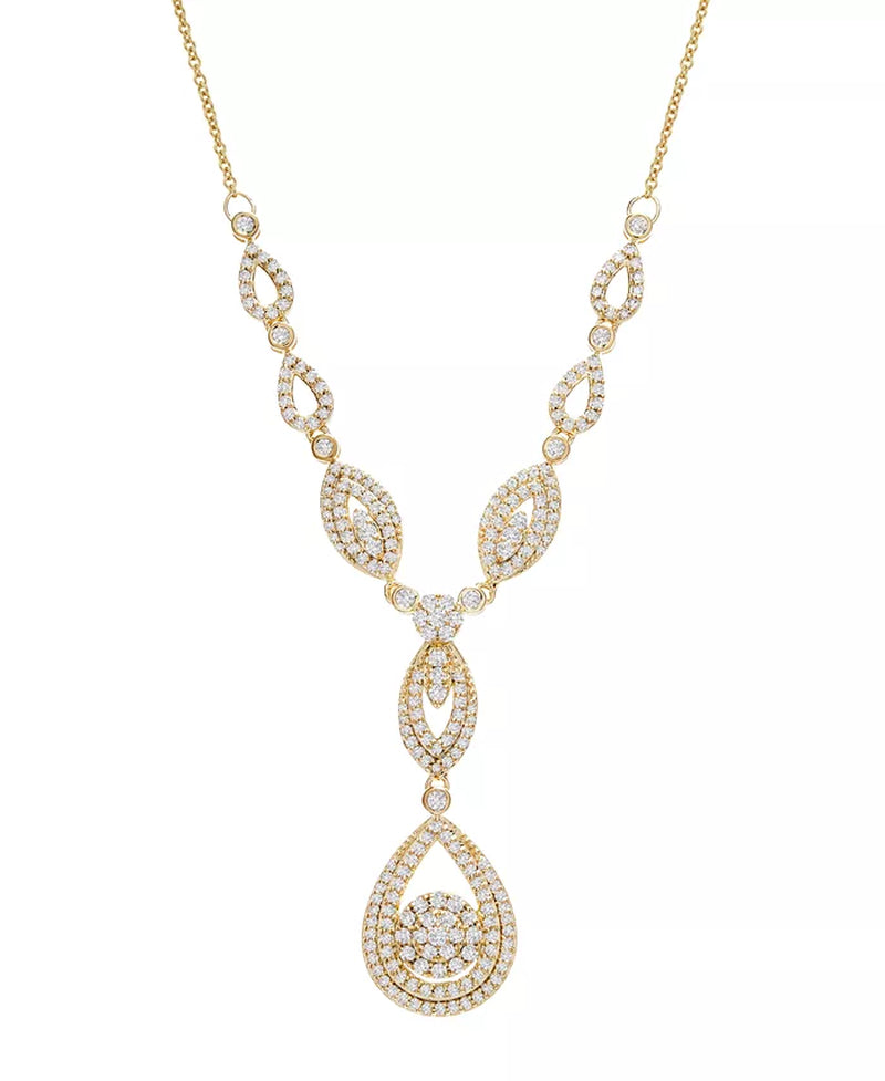 Stunning 1-1/2 Ct. T.W. Diamond Double Drop Pendant in 14K White or Yellow Gold - Exclusively for Macy's
