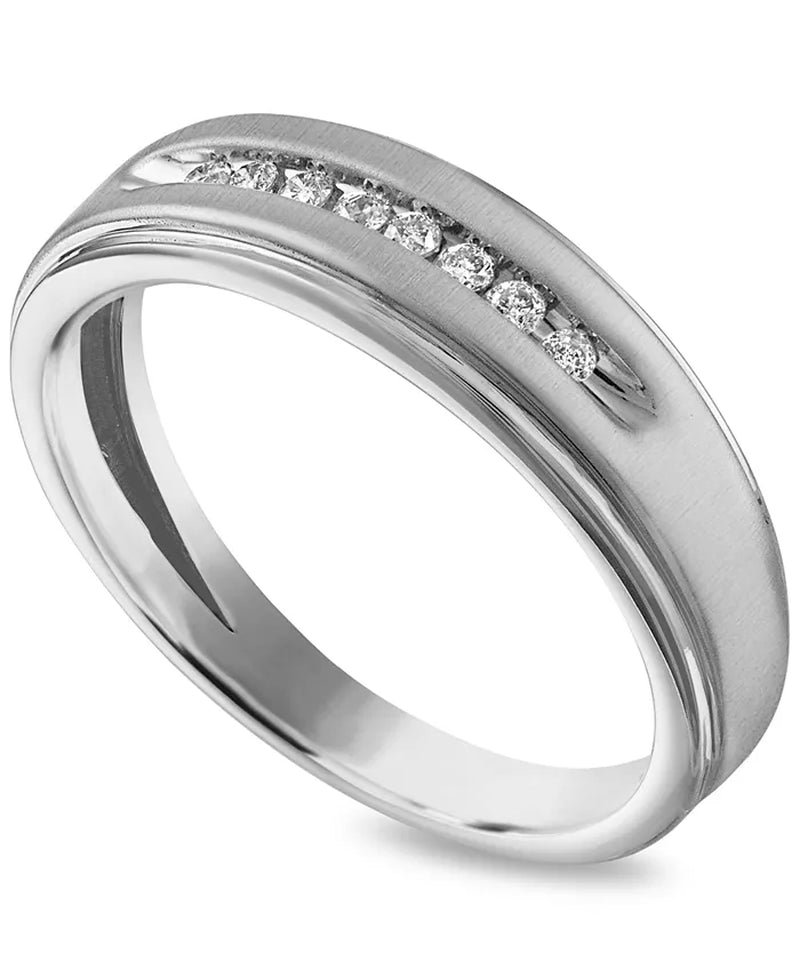Stunning Men's Diamond Band in 10K Yellow or White Gold - 1/10 Ct. T.W.