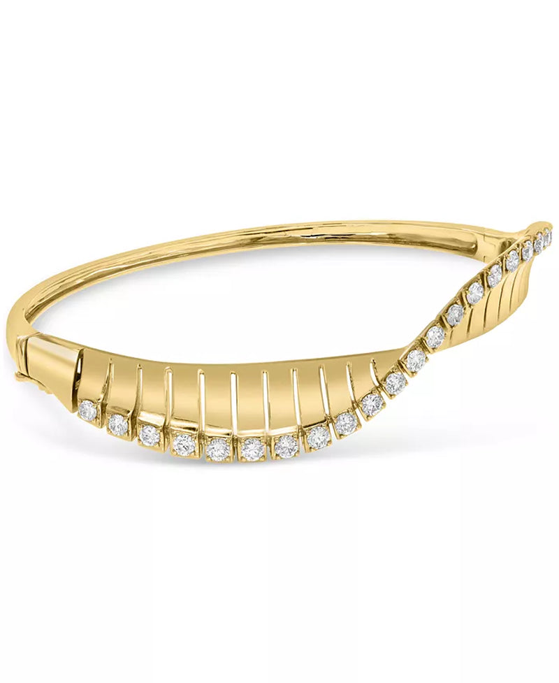 Stunning EFFY® 14K Gold Diamond Wave Bangle Bracelet - 1.25 Ct. T.W.