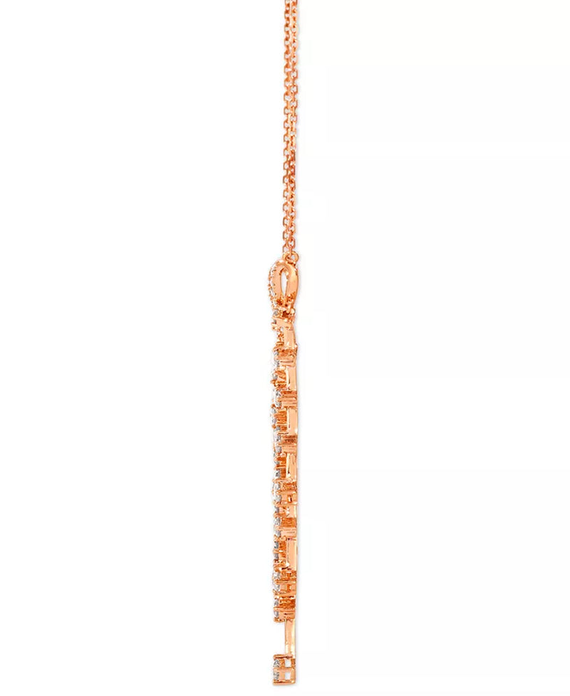 Stunning 14K Rose Gold Nude Diamond Adjustable 19" Statement Necklace - 1.25 Ct. T.W.