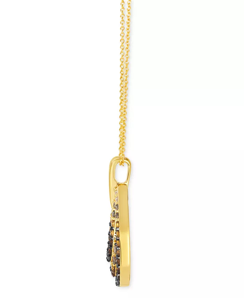 Stunning Desert Ombre™ Citrine & Diamond Double Teardrop Pendant Necklace in 14K Gold - Adjustable 20