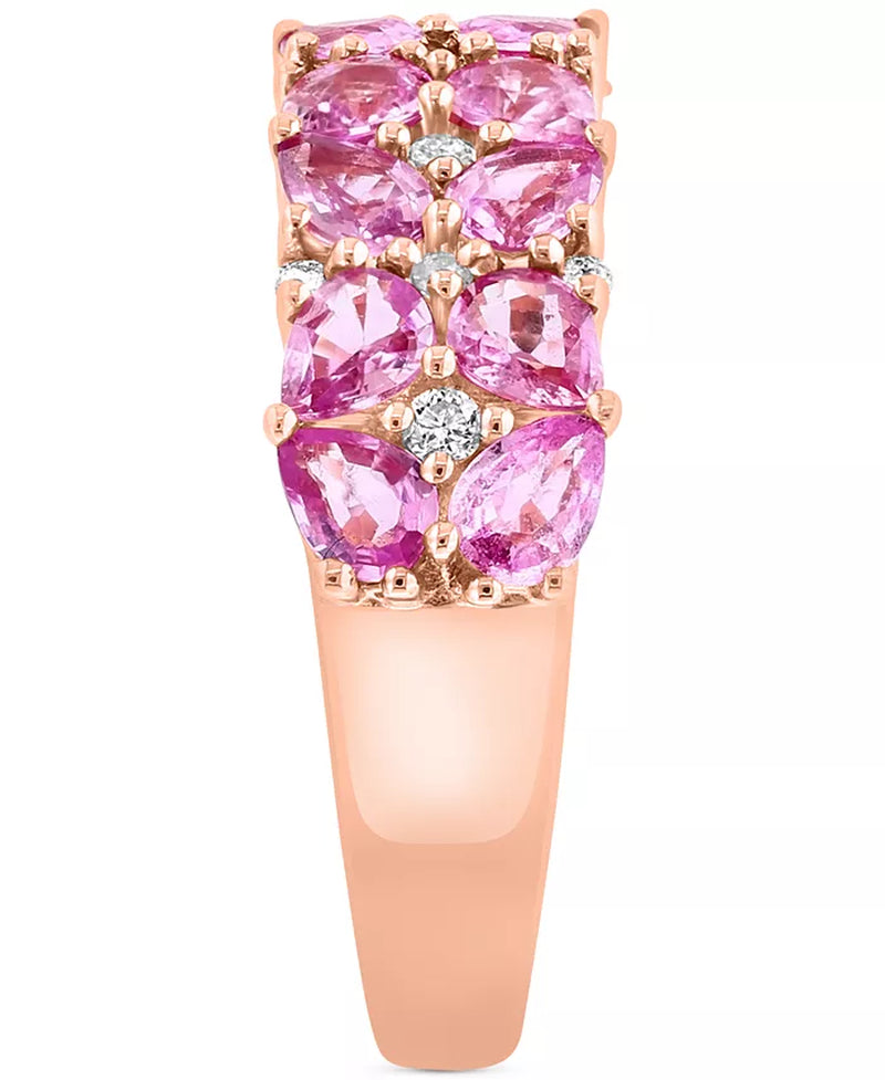 Stunning EFFY® 2-1/4 Ct. T.W. Pink Sapphire & 1/8 Ct. T.W. Diamond Cluster Ring in Elegant 14K Rose Gold