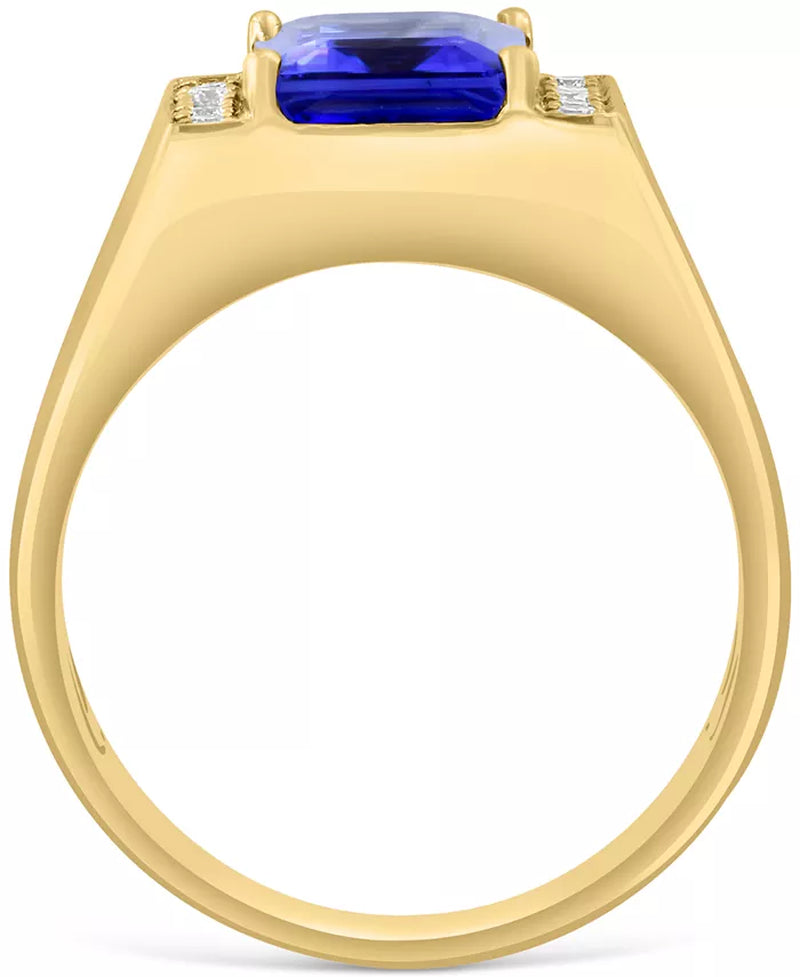 Stunning EFFY® Men's 14K Gold Tanzanite & Diamond Ring - 3-1/3 Ct. T.W. of Elegance!
