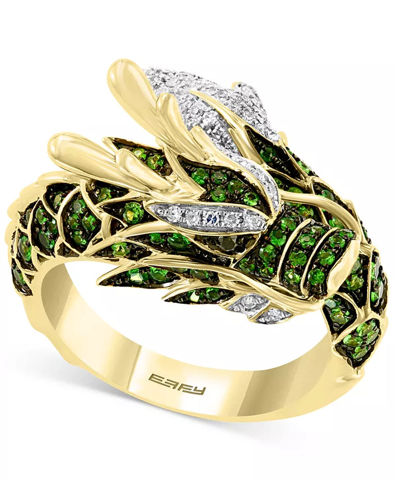 Stunning EFFY® 14K Gold Dragon Ring with Tsavorite & Diamond Accents - 3/4 Ct. T.W.