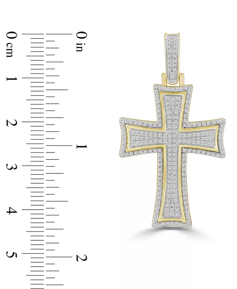 Men's 10K Gold Diamond Pavé Flared Cross Pendant - 1/2 Ct. T.W.