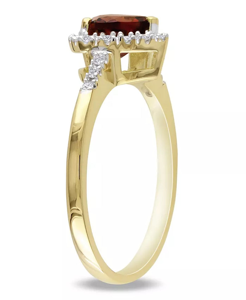 Stunning Garnet and Diamond Halo Heart Ring – A Timeless Treasure