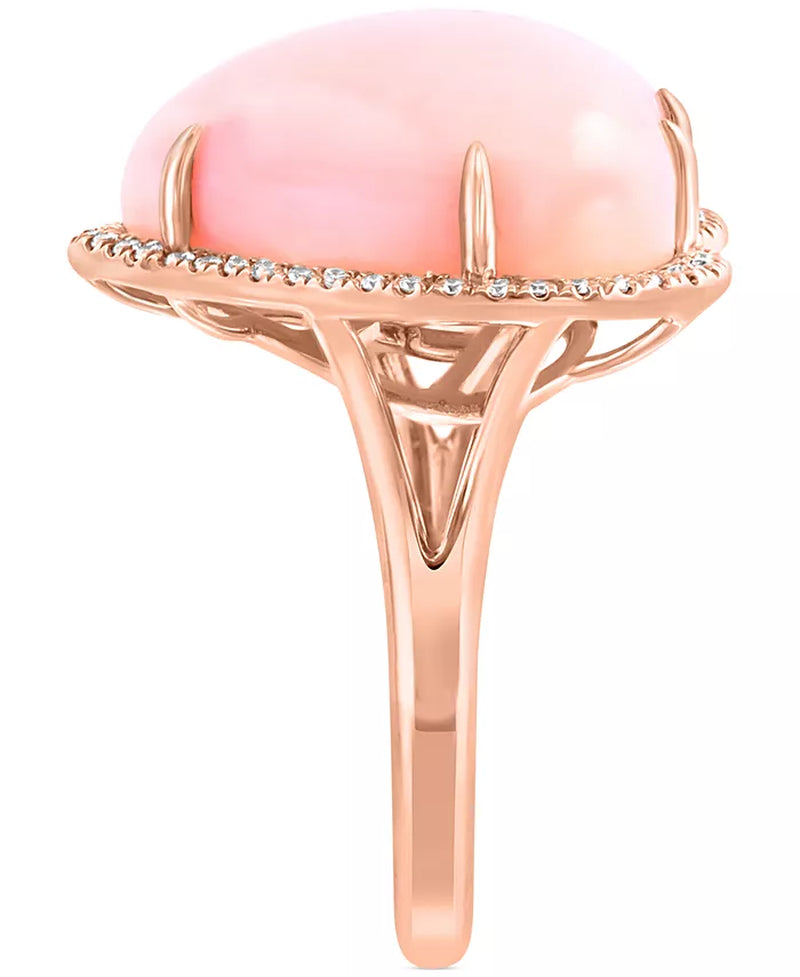 Stunning EFFY® 14K Rose Gold Heart Ring with Pink Opal & Sparkling Diamonds - 10.9 Ct. T.W.