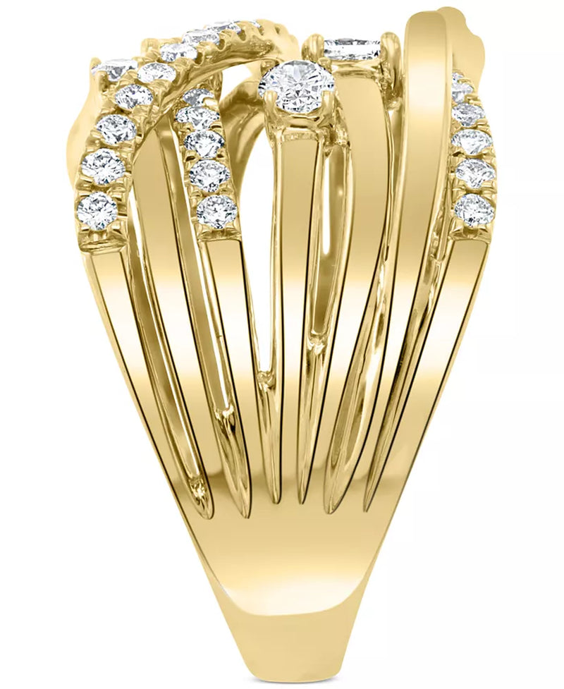 Stunning EFFY® 1 Ct. T.W. Diamond Multi-Shape Crossover Ring in Luxurious 14K Gold