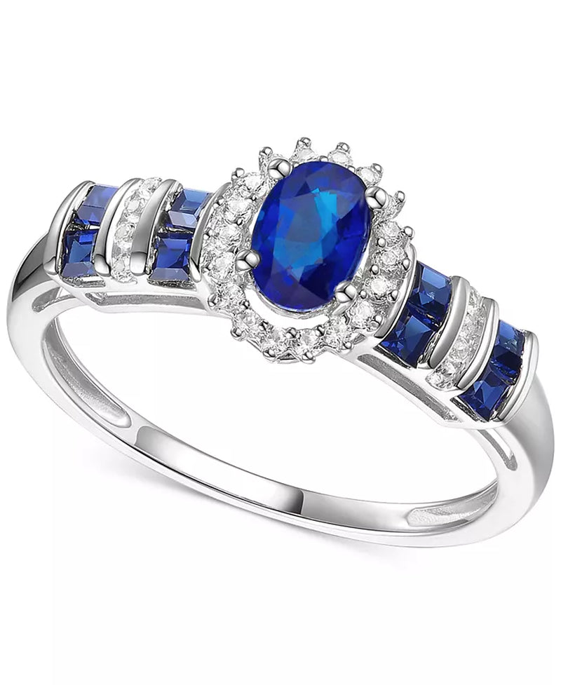 Stunning 1 Ct. Sapphire & 1/8 Ct. Diamond Ring in 14K Gold - Also Available in Emerald & Ruby