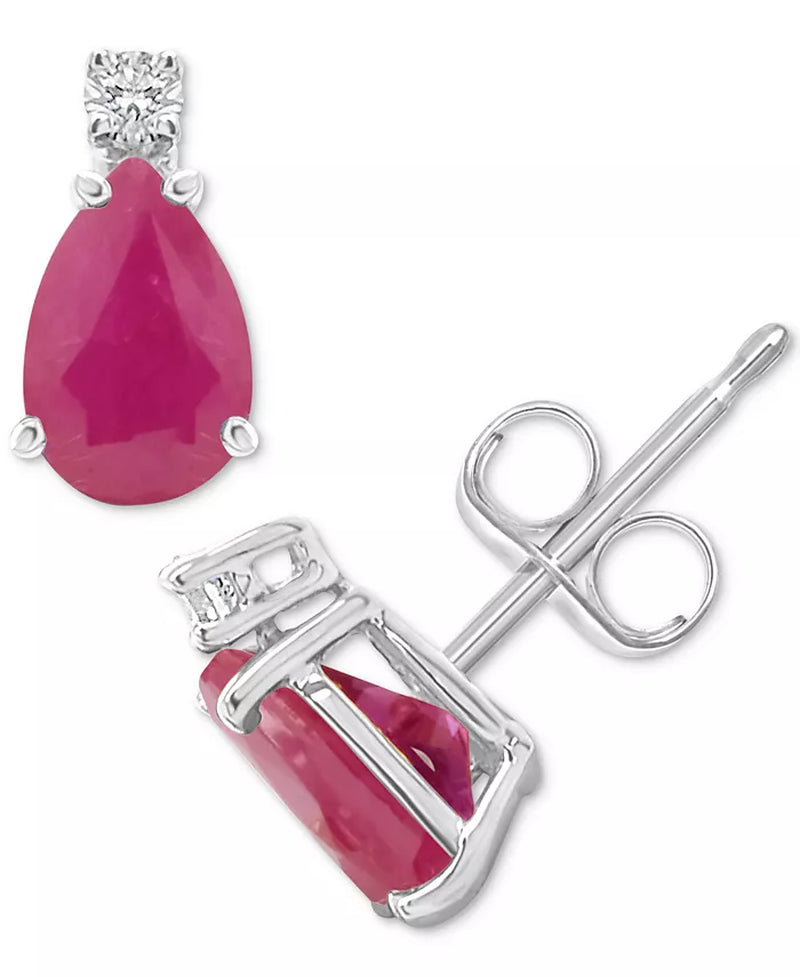 Stunning 1-7/8 Ct. T.W. Sapphire & Diamond Accent Stud Earrings in Luxurious 14K White Gold - Available in Emerald & Ruby!