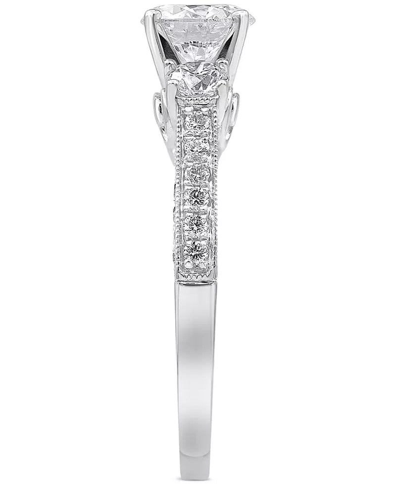 Stunning 1-3/4 Ct. T.W. Diamond Three Stone Engagement Ring in Elegant 14K White Gold