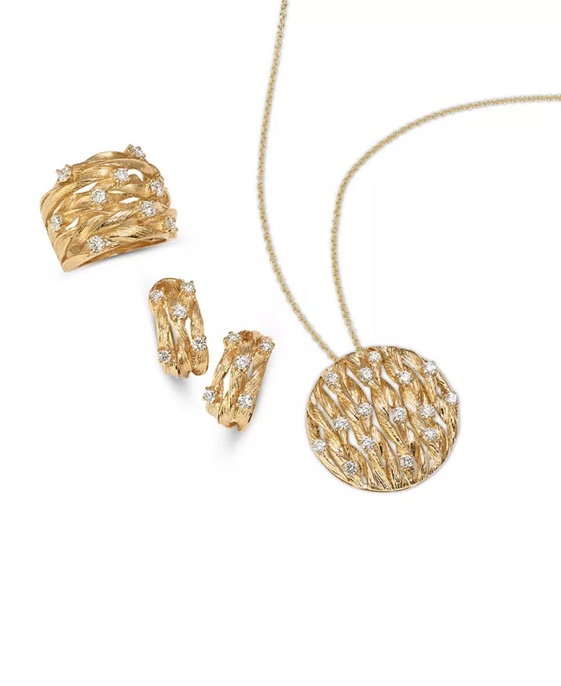 Stunning D'Oro by EFFY® 1 Ct. Diamond Woven Ring in Luxurious 14K Yellow Gold - Also Available in White Gold!